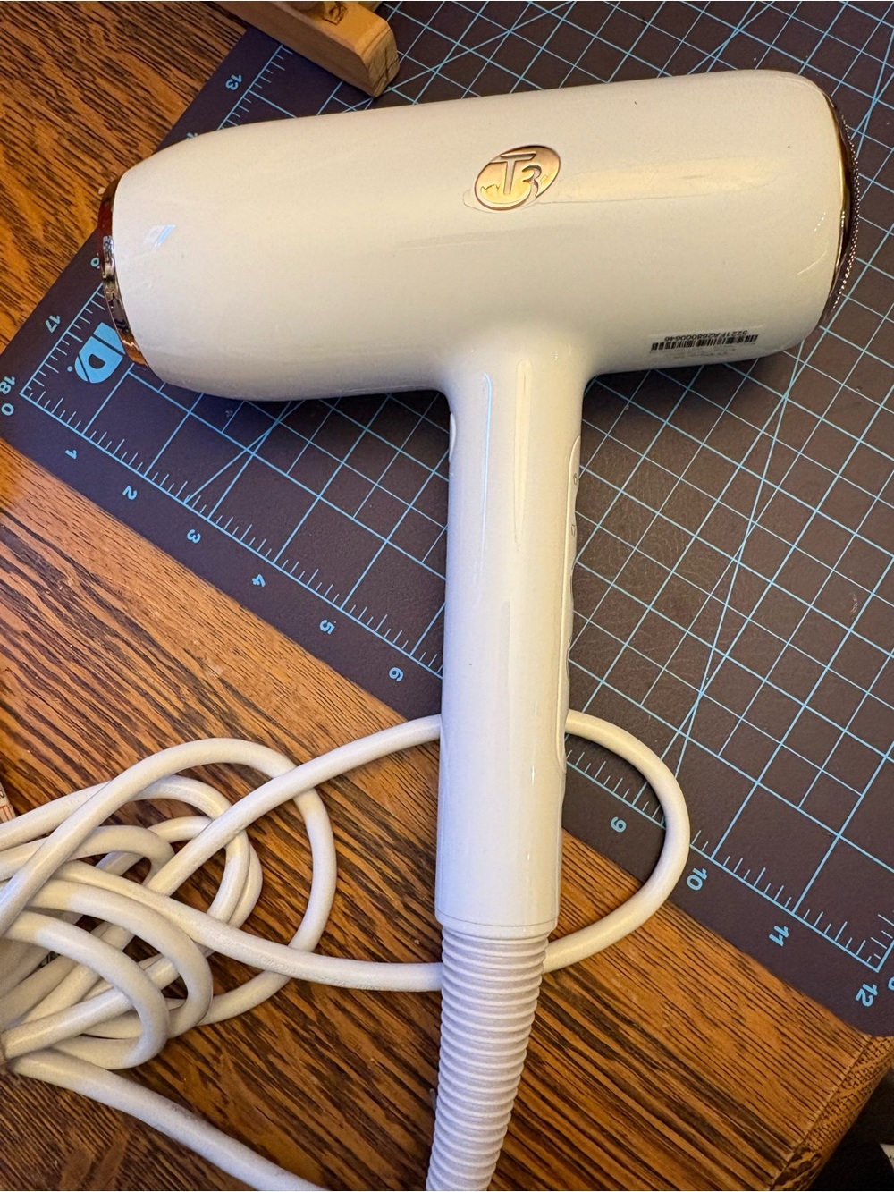T3 White featherweight style max Hair Dryer with rose gold Accent